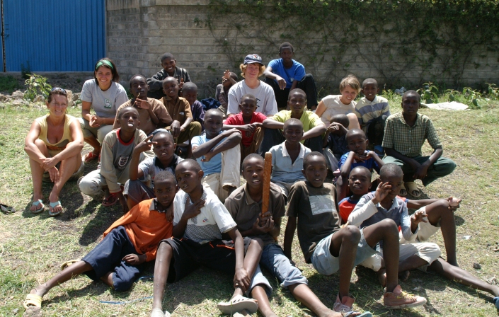 A bunch of us, volunteers, with the kids at an orphanage in Nairobi